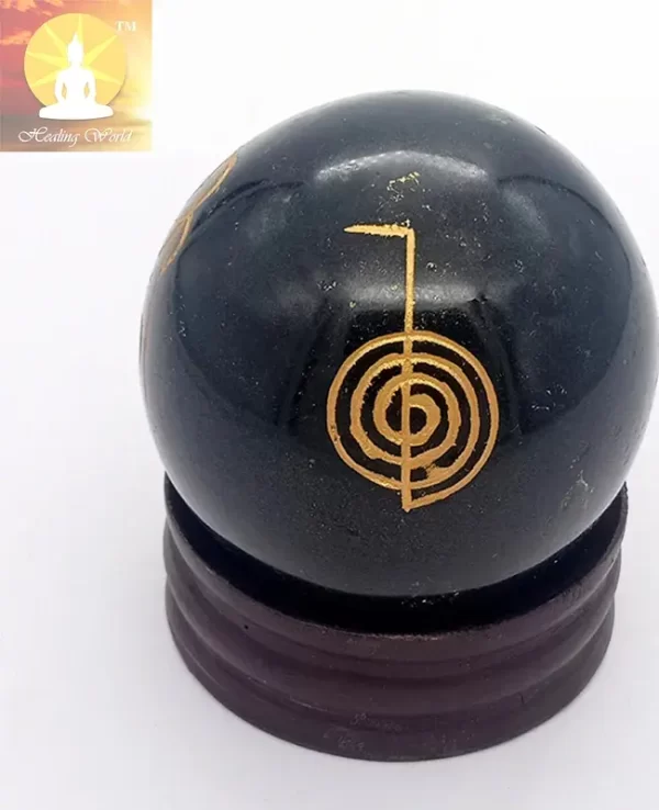 Black Turmoline Reiki Symbol Ball